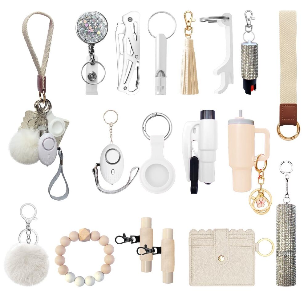 4111 Wristlet Lanyard Keychain Set Wallet Pom Pom Keychain Accessories